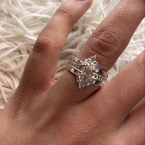 .925 sterling silver 2 rings set engagement